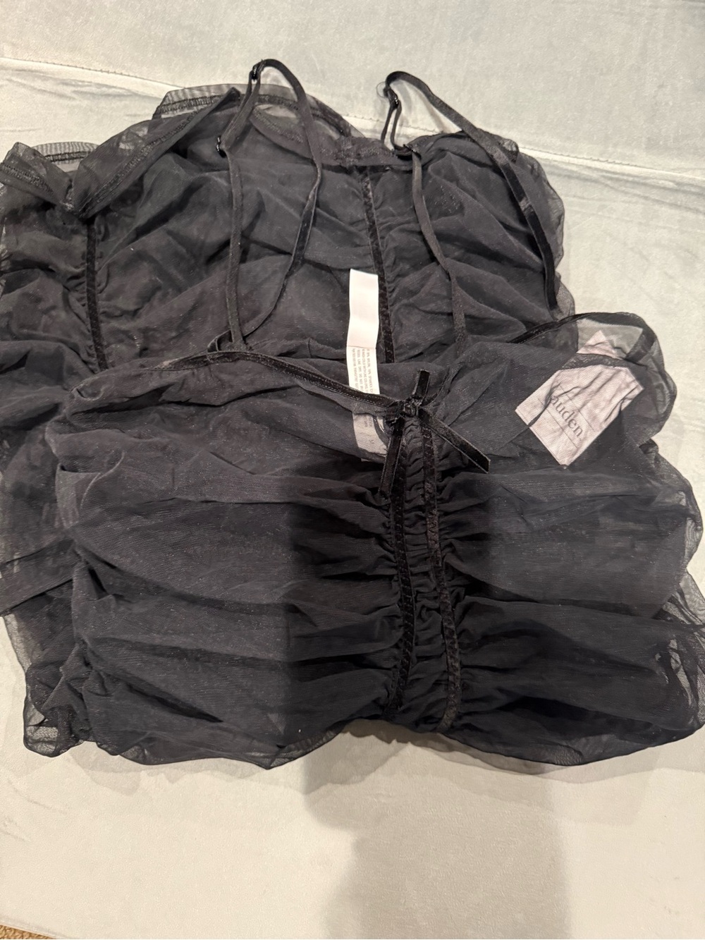 Auden Black Ruched Sheer Midi Dress - Picture 2 of 4